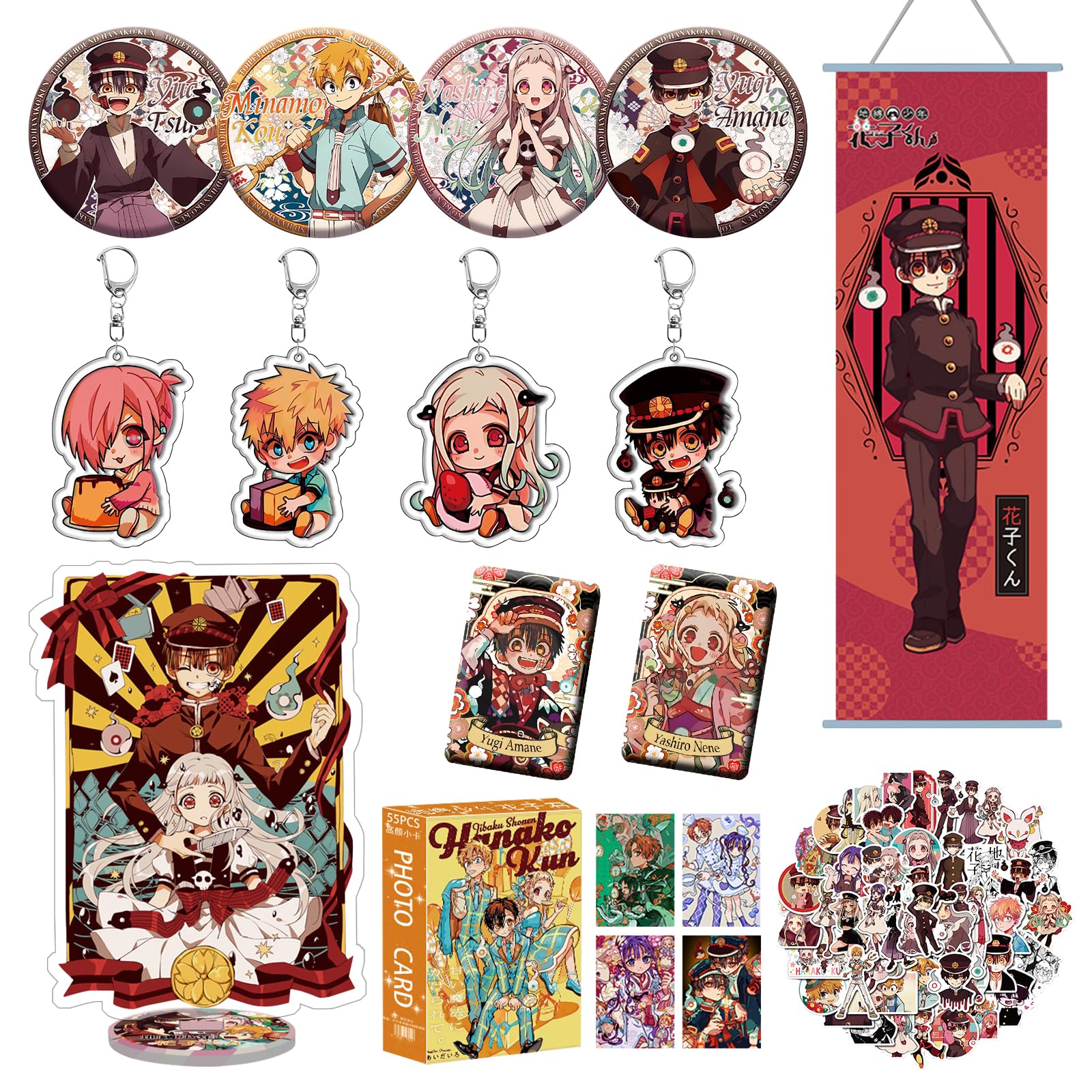 

Набор товаров-сюрпризов Акриловая подставка 75 мм Пин-значок x 4 Брелок Настенный стикер x 50 LOMO-карточки x 55 Подарок Школьный фестиваль Коллекция Туалетный мальчик