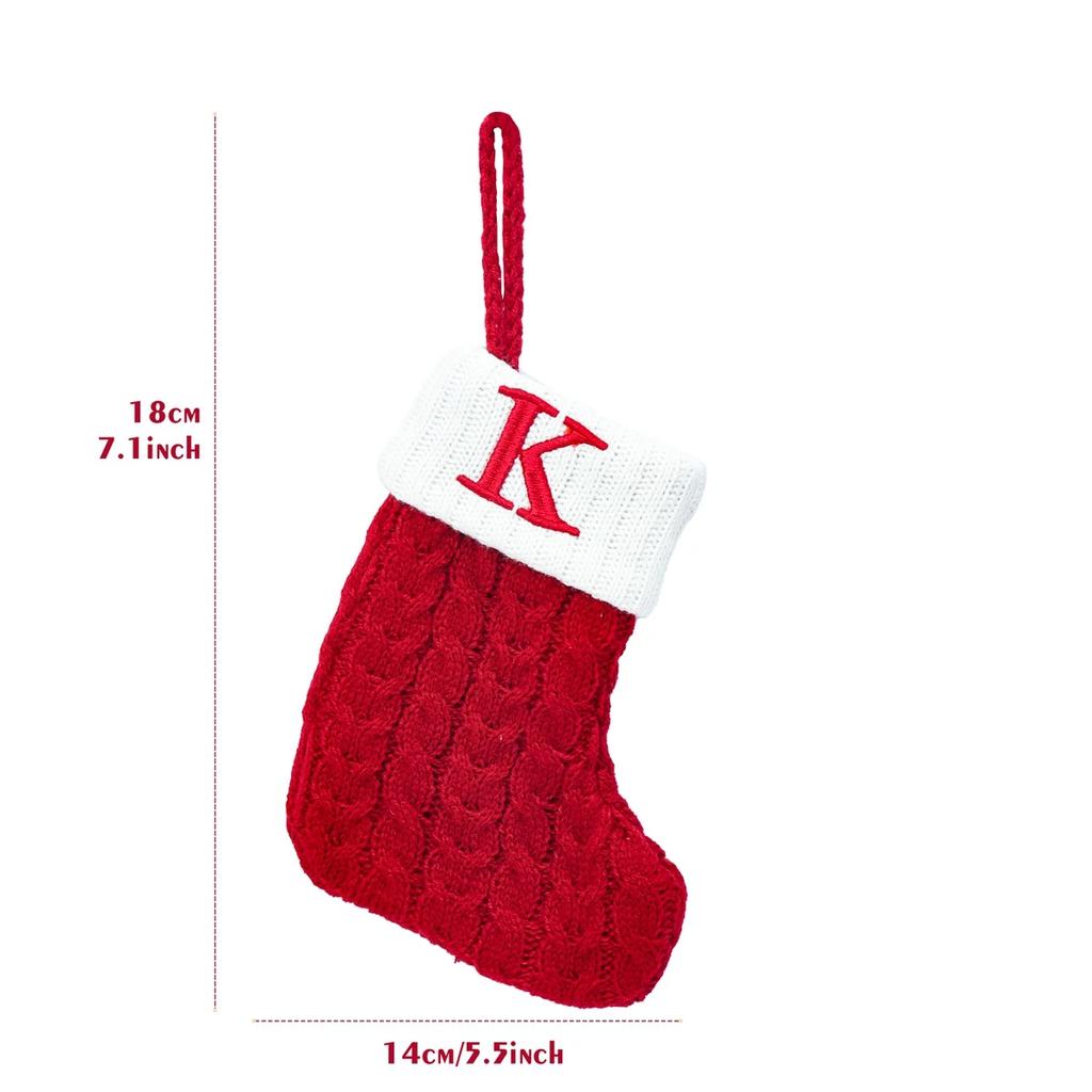 Christmas Knitted Stocking With Snowflake Pattern Holiday Home Decoration Gift Ornament For Xmas Tree