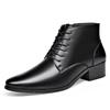 Scarpe Stivali Chelsea Formali da Ufficio Casual da Uomo Stivali in Vera Pelle Neri alla Caviglia con Lacci
