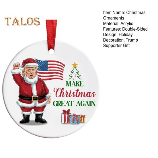 1/2/3/5/10Pcs Trump 2024 Christmas Ornament Make Christmas Great Again Santa Ornament Hanging Holiday Decoration for Supporters