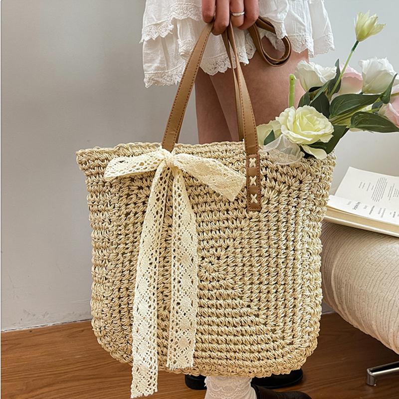 Yogodlns Eco Straw Shopping Bag For Women New Bohemian Beach Bag Large Capacity Shoulder Bag Trend Fashion Woven Handbag Tote