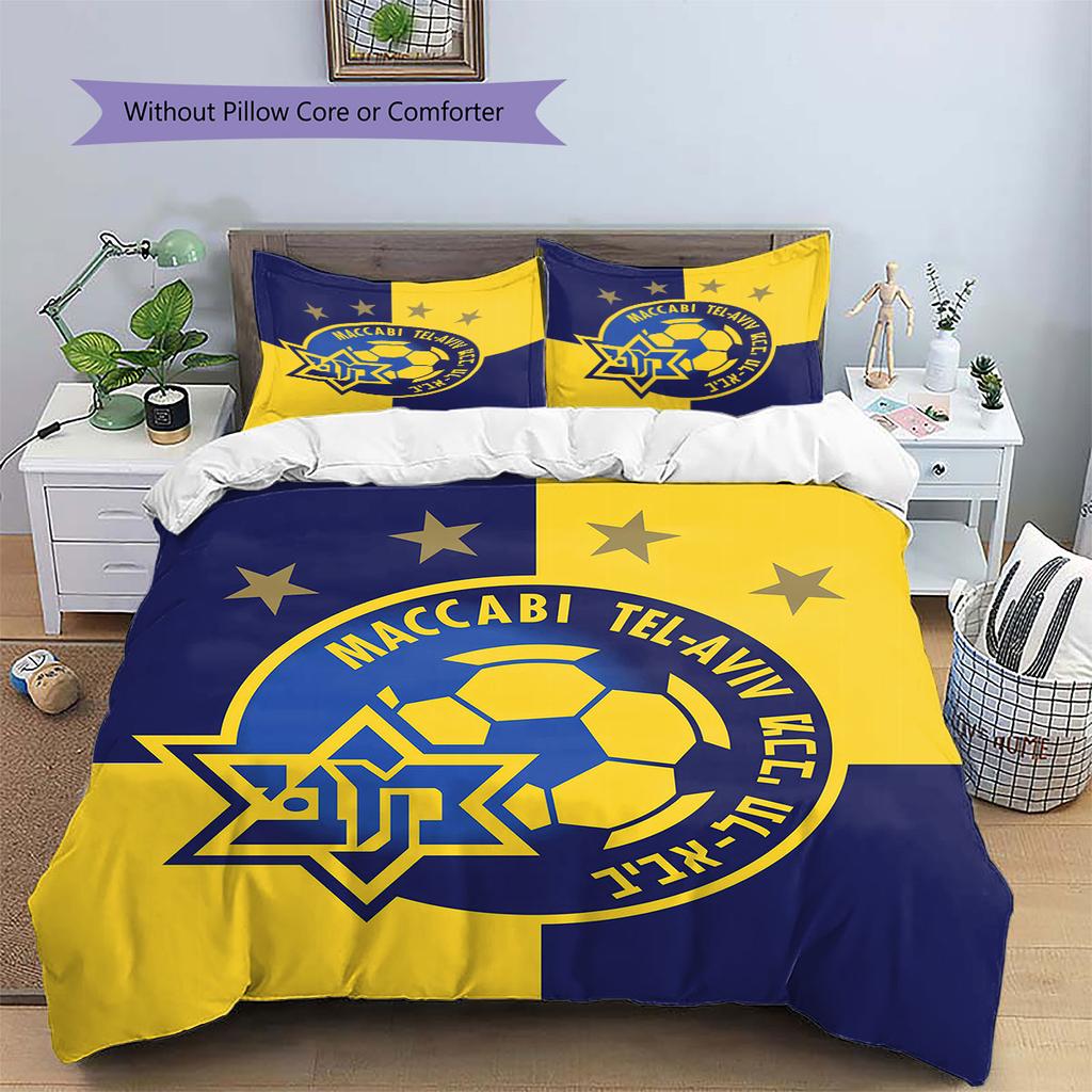 Maccabi Tel Aviv F.C Pattern Bedding,Quilt Set Quilt Cover Pillowcase Home Birthday Gift(1 * duvet cover + 2 * pillowcase, without core)