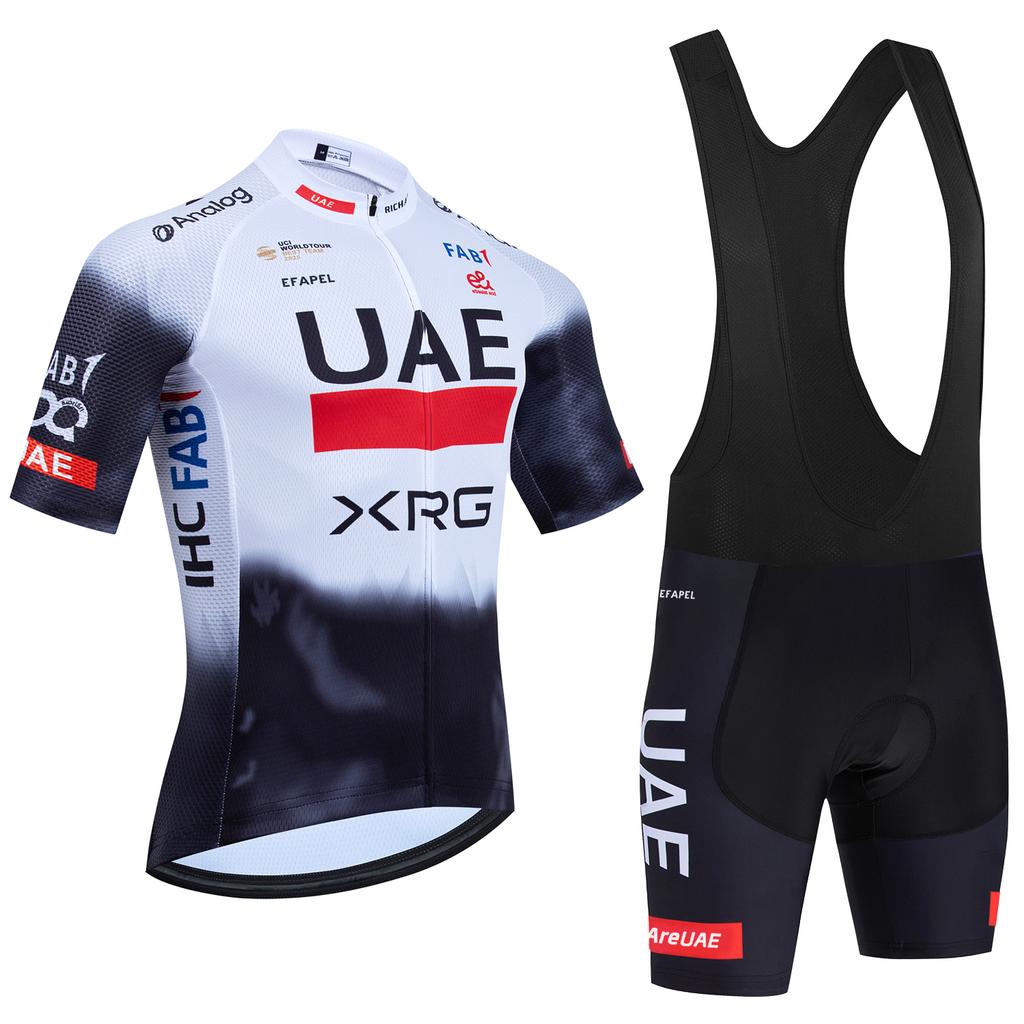New 2025 TOTAL Cycling Jersey White Bike Maillot Pants Set UAE Team Quick Dry Ropa Ciclismo  Summer Pro Bicycle T-Shirt Clothing