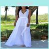 Abito Estivo Lungo Floreale Sexy da Donna con Scollo a V Bellissimo Maxi Abito da Vacanza Estiva