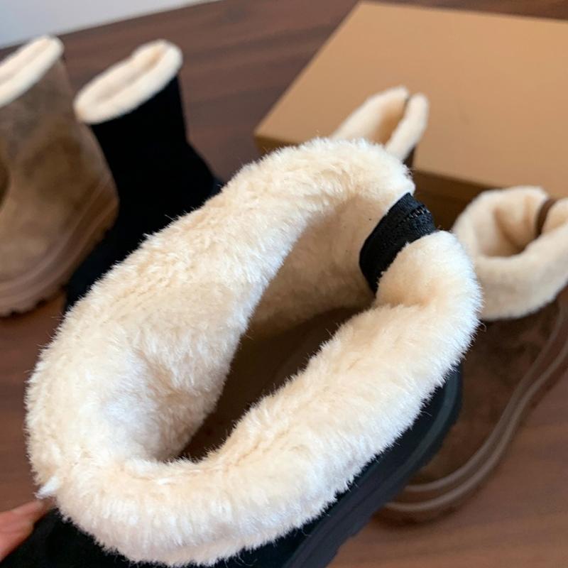 Mode Vinter Kort Plysch Dam Korta Stövlar Mode Plattform Höjdökning Ankelstövletter Höst Vinter Håll Varma Skor