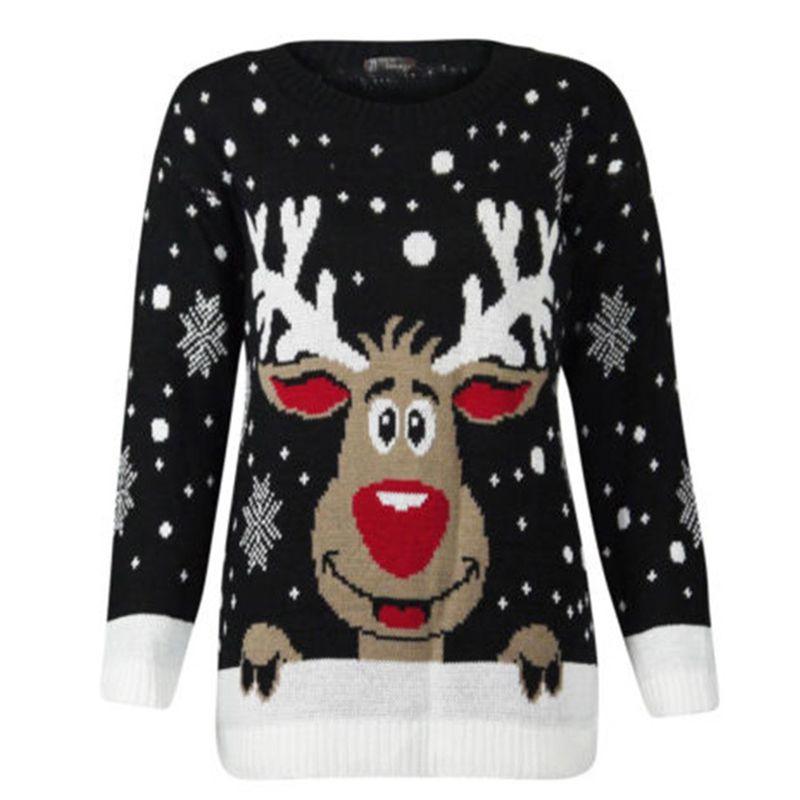 

Stylish Unisex Christmas O-neck Knitted Sweater Comfortable Retro Jumper Knitwear For Holiday Joy L чёрный