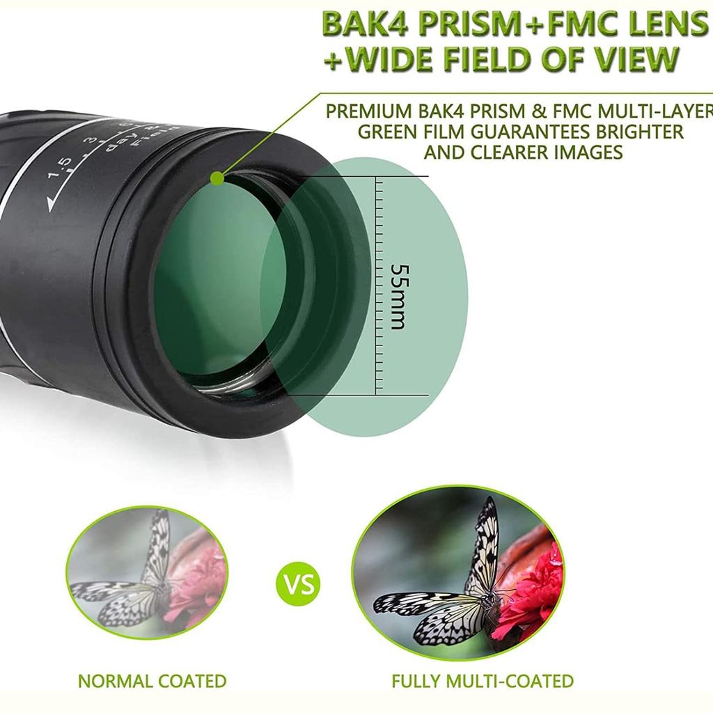 16x52 Compact Monocular, Smaller Size Easier to Carry Around for Bird Watching Hunting Camping Hiking Sport Game Concerts