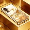 Goldene Schmetterling beschichtete Glas Handyhülle geeignet für Samsung Galaxy S26 S25 S24 S23 S22 S20 FE/Ultra/Plus sturzsichere Rückabdeckung