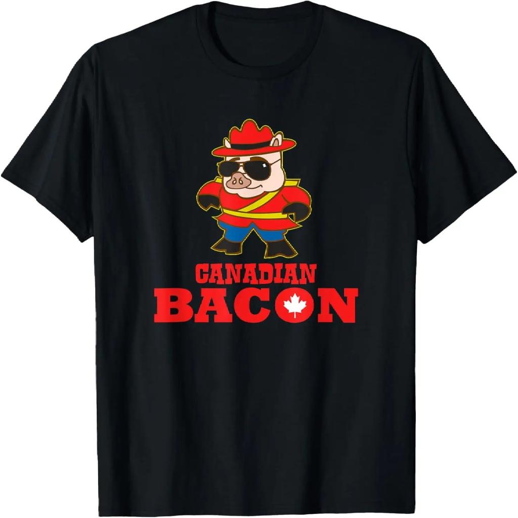 Bacon Canadese Maiale Poliziotto Divertente Grafica Canada Umorismo Maglietta