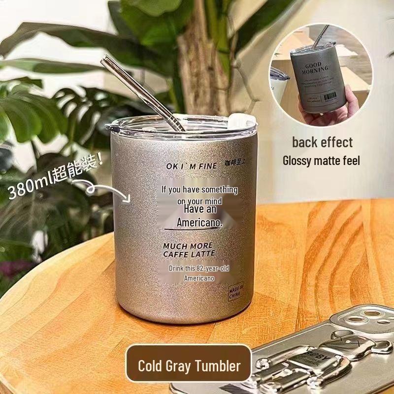 Айс-американо в термокружке из нержавеющей стали для путешествий с трубочкой Cold/Hot Insulation