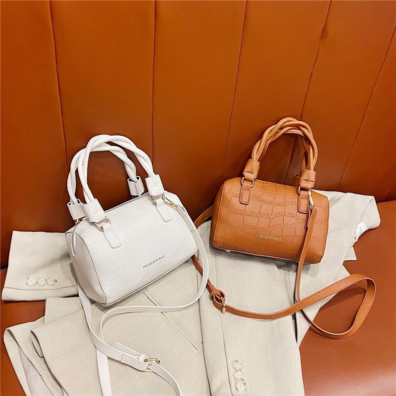IELGY Fashion PU Embossed Stone Pattern Shoulder Bag Portable Crossbody Boston Pillow Bag