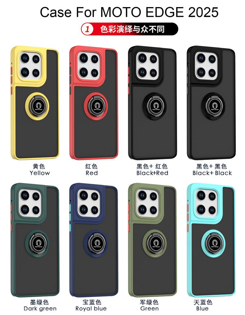 Armor Matte Case for Motorola Moto Edge 2025 G Stylus 5G G5G 2025 Edge 50Fusion 50Pro 50Ultra 50Neo Ring Stand Shockproof Cover