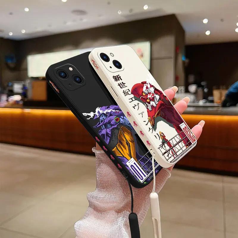 Husa de telefon NEON GENESISES EVANGELIONS EVA pentru iPhone 15 14 13 12 11 Pro Max Mini X XR XS MAX SE20 8 7 Plus cu curea de mână