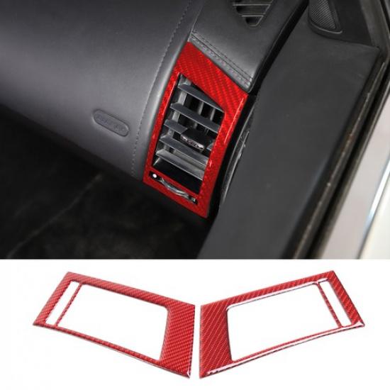 Red Carbon Fiber Side Air Vent Frame Trim Cover Sticker For Jaguar F-TYPE 13-22