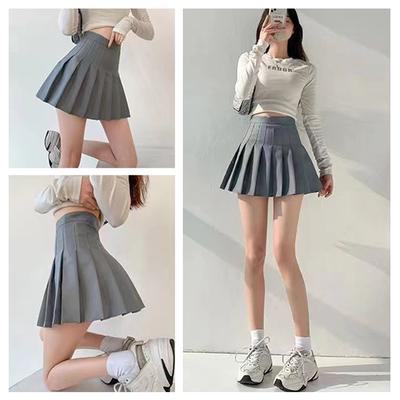 Elastic Elastic Waist Pleated Skirt Female JK Uniform A-line Skirt College Style High Waist Slimming Dress