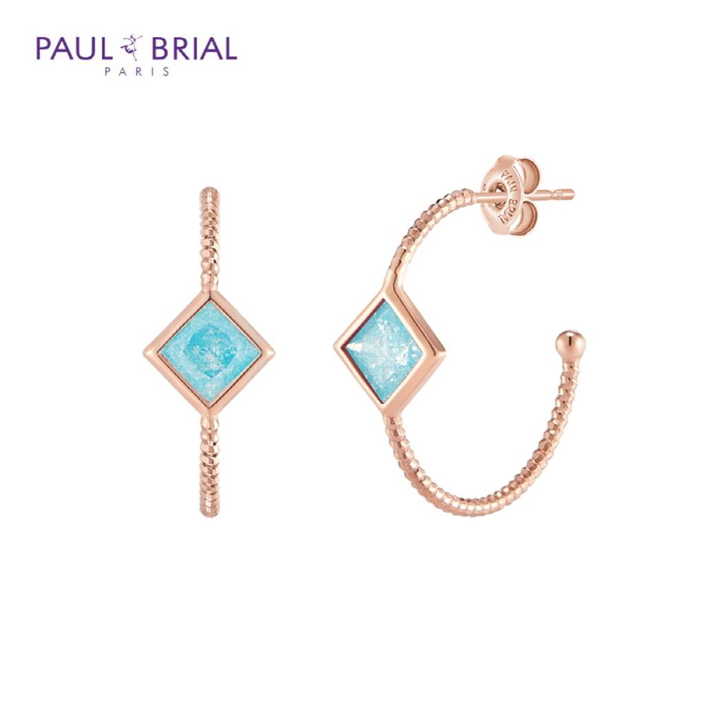 

PAULBRIAL [SILVER] PYSE0040 (PG) Princess Hoop Ring Earrings_BLUE
