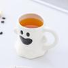 Halloween Ceramic Mug Cute Ghost Pumpkin Cup Reusable Spooky Coffee Cup with Lid Unique Halloween Party Gifts