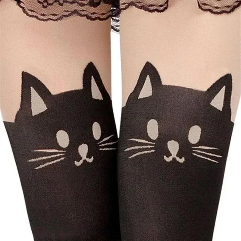 Sommermode Niedliche Lange Socken Cartoon Tier Katze Muster Oberschenkelstrümpfe Über Kniehohe Socken Katzenprint Accessoires Geschenke