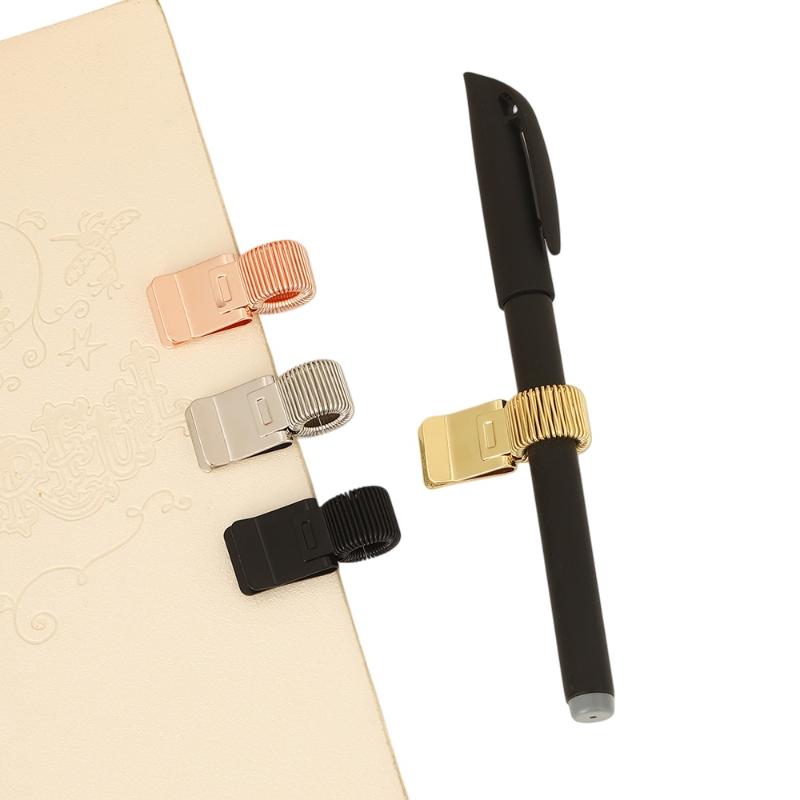 1/3/5Pcs Multifunctional Telescopic Spring Electroplating Pen Clip Notepad Portable Spring Pen Slot Fixed Stationery Accessories
