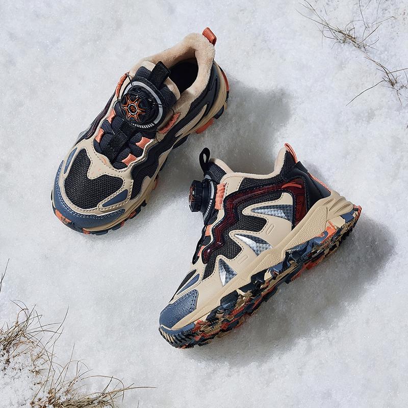 Anta Kids Trendy Fashion Thickened Warm Non-Slip Low-Top Casual Shoes Kids sneaker Black Brown A12449940-3