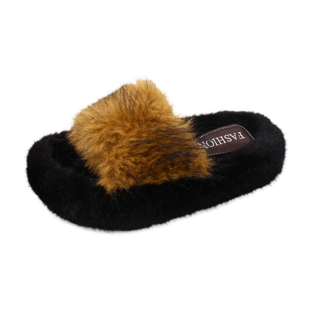 2025 New Mao Mao Slippers Women's Fashion Outer Wear Autumn and Winter Thick Bottom Word Super Fire Leisure Cotton Drag Tide Soft Skin-friendly