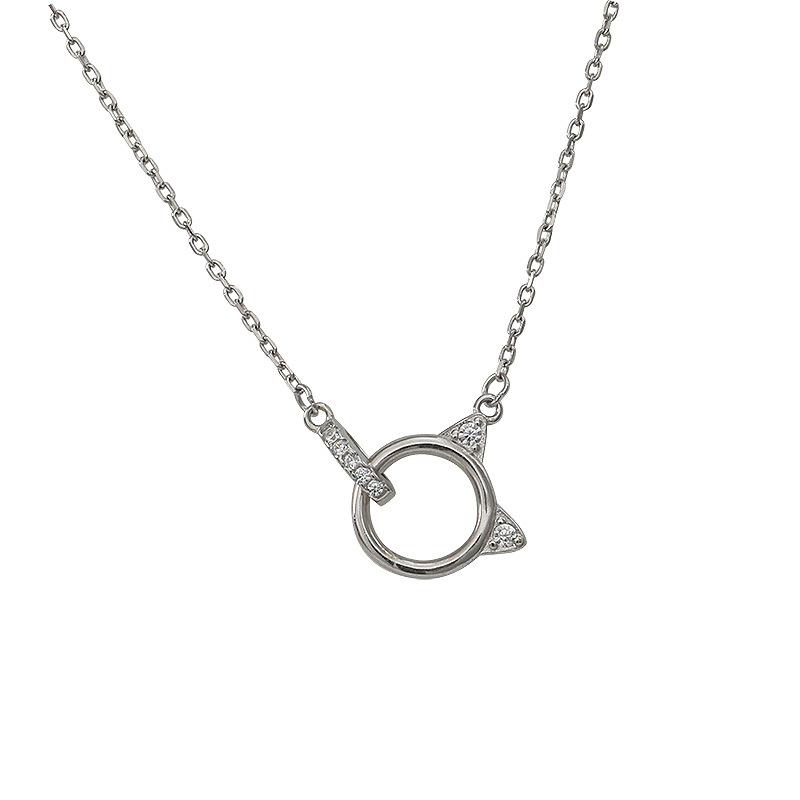 

Простое студенческое кольцо-цепочка с изображением кошки, милого котенка, женственности, ожерелье на шею, цепочка на ключицу Copper