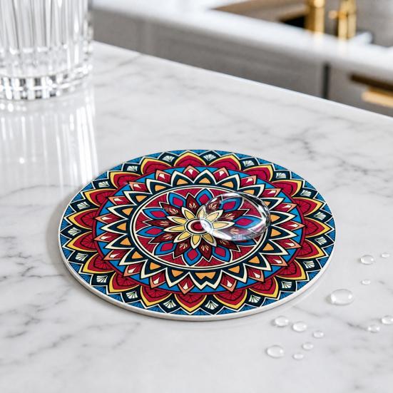 8PCS Coasters, Colorful Wood with Non-Slip Coasters, Heat Insulation Waterproof Drink Holder, for Home Office Dining Table
