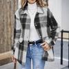 Women's Fashion Plaid Lapel Single Breasted Long Sleeved Shirt Jacket