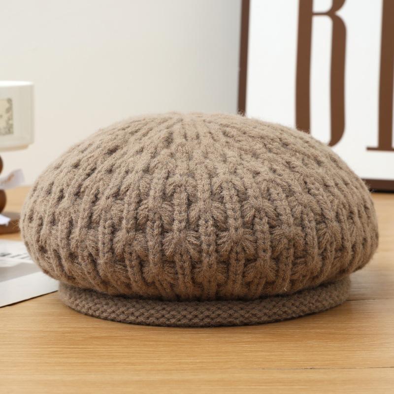 

Женский шерстяной берет Осень и Зима Ветрозащитный Теплый В британском стиле Вязаная шерстяная шапка Ветрозащитная Толстая Теплая шапка для катания на лыжах, бега, езды на велосипеде one size хаки