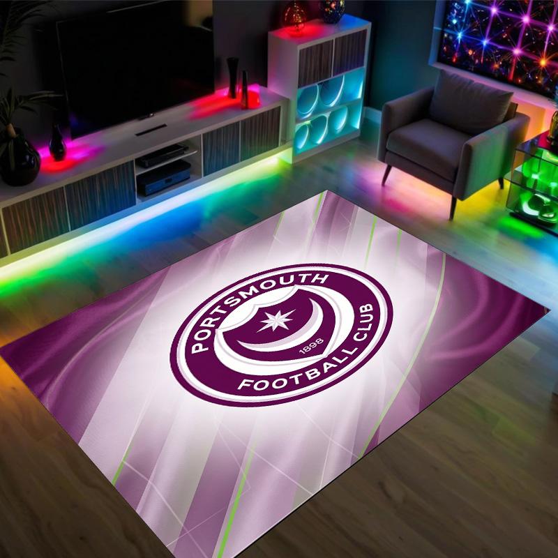 Portsmouth FC Design Crystal Velvet Carpet Cozy Non?Slip Printed Rug For Bedroom Living Room Entrance
