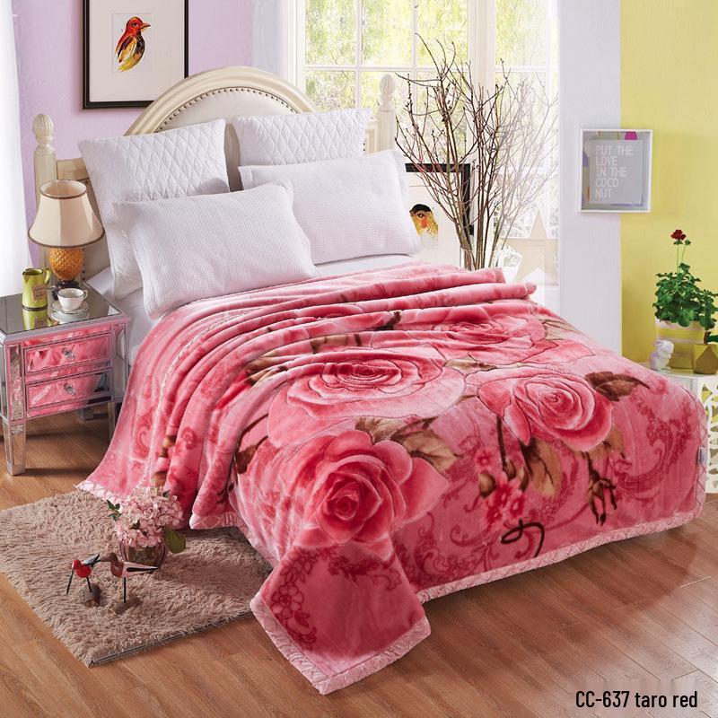 Winter Thickened Raschel Wedding Blanket – Double Layer Quilt for Students & Couples