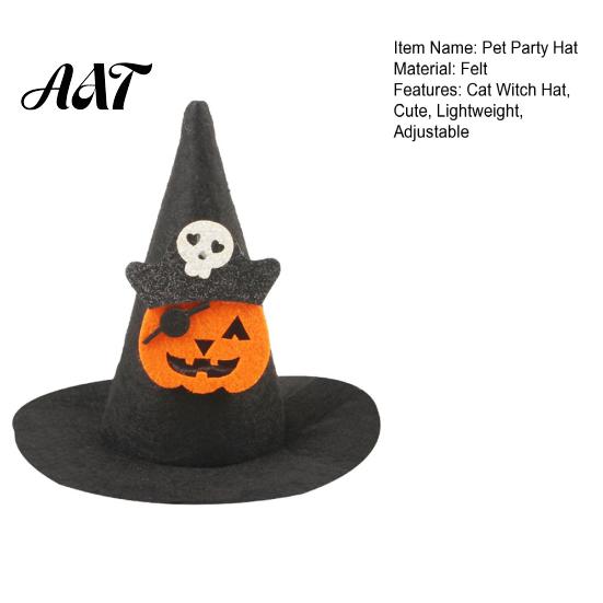 Pet Store Promotional Accessory Halloween Witch Hat, Bows/Pumpkins Decor, Adjustable Felt Cute Cat Hat Costume Accessory, Lightweight Comfortable