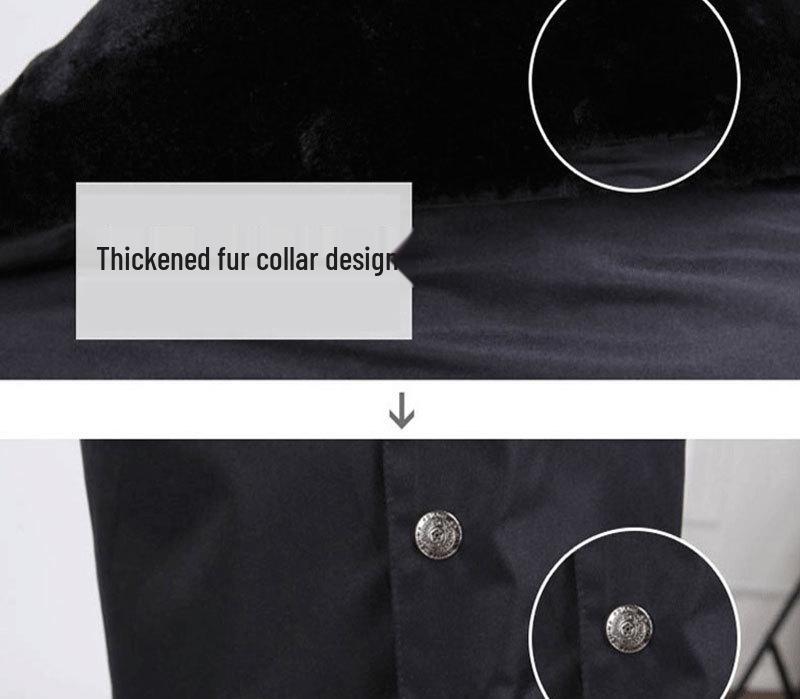 Military-Style Extra Long Reflective Winter Overcoat - Cold-Proof Security Guard Uniform with Cotton Insulation