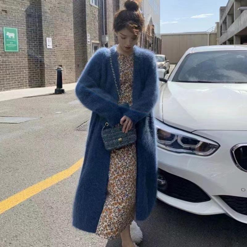 Long Cardigan Women Casual Loose Soft Sweater Gilet Elegant Fall Winter Fluffy Knitwear Jackets Warm Knit