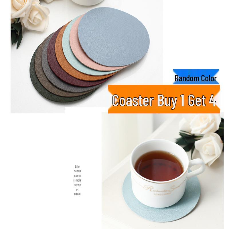 Two-Tone PU Leather Placemat: Waterproof, Oil-Proof, Heat-Insulating, Non-Slip PVC Mat for Western Dinner Plates.