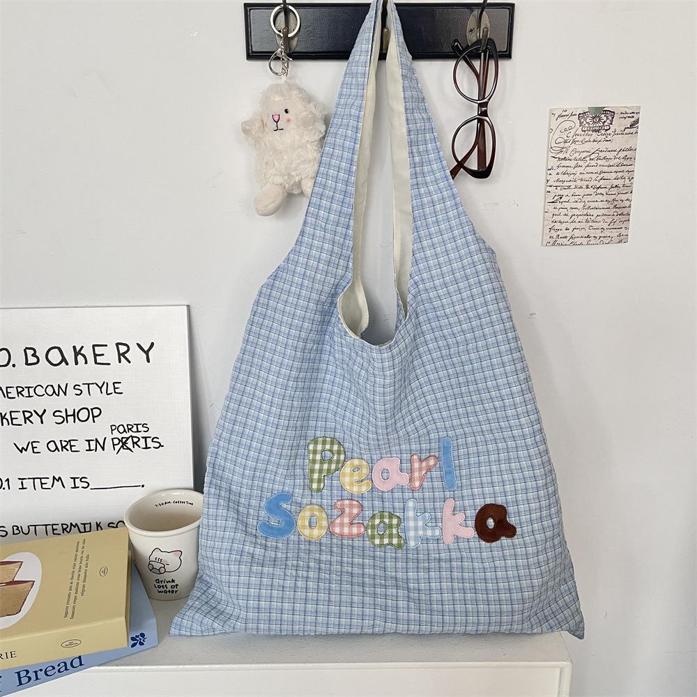 2 niche color letter embroidered plaid shoulder bag cute vest underarm bag versatile commuter women