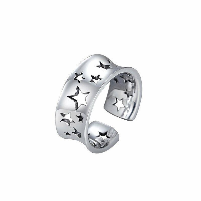 New Arrival Retro Concave Hollow Stars 925 Sterling Silver Personality Fashion Temperament Exquisite Opening Rings TYB187
