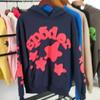 European and American Trendy Brand Sp5der Spider Web Print Hooded Sweater for Men and Women Loose Heavy Fleece Hip Hop Couple Hoodie
