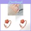 D Rose Flower Adjustable Ring For Women With Electroplated Copper Jewelry