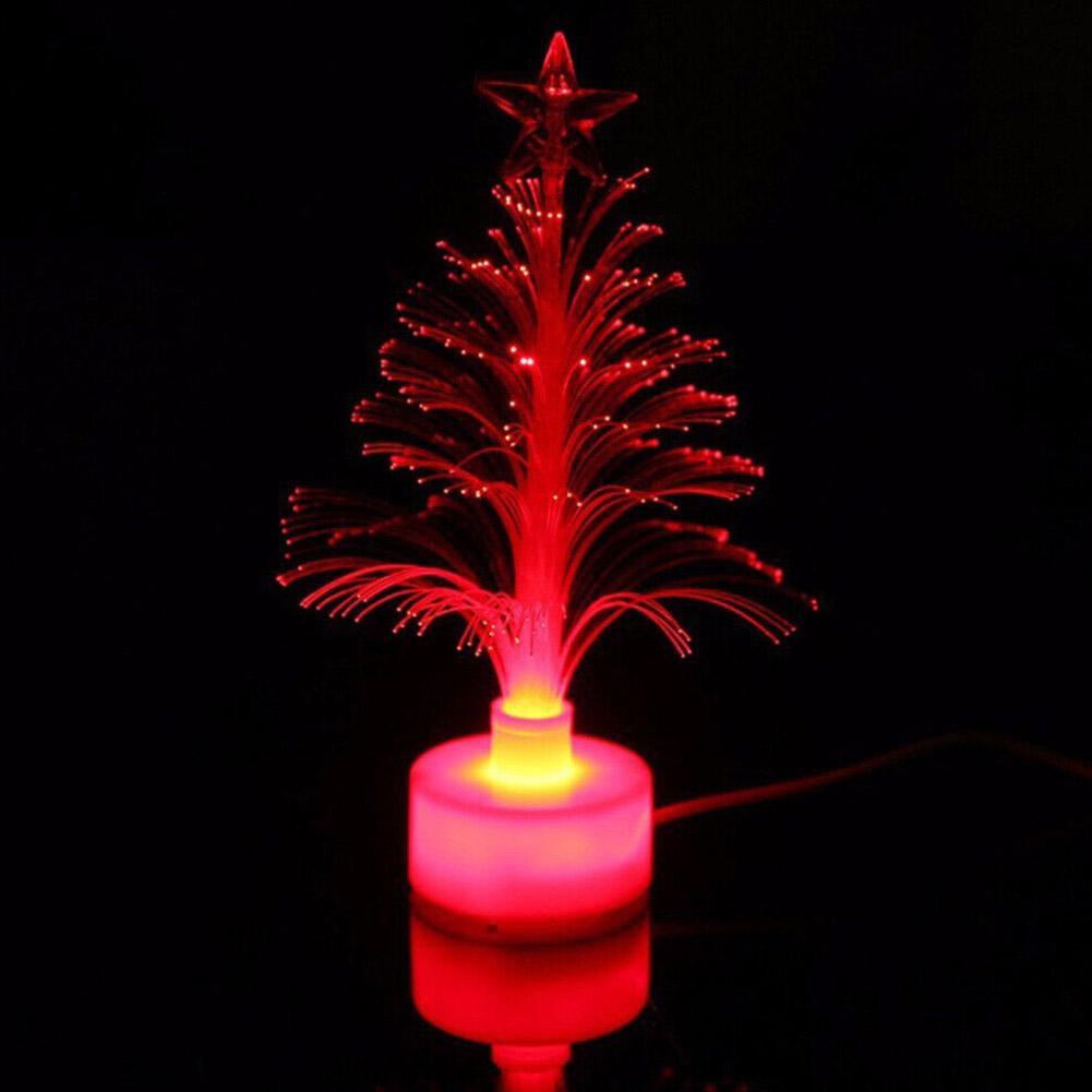 2026 USB Powered Fiber Optic Christmas Home Office Desk Festival Party Tree Mini Desktop LED Color Changing Lights Decor Gifts