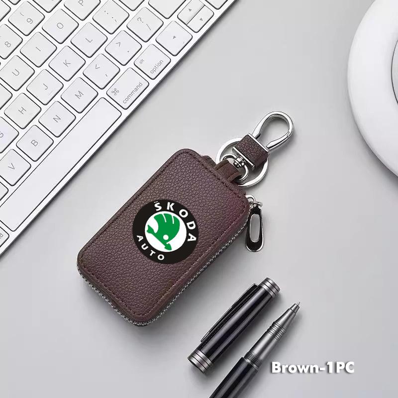 For Skoda Car Key Wallet Keys Organizer Bag Zipper Key Case Decoration Accessories S Kodiaq Octavia 2 3 Yeti Karoq Rapid Fabia