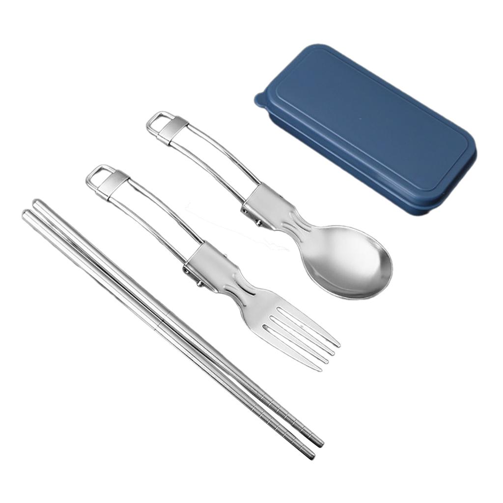 Camping Cutlery Travel Cutlery Set Stainless Portable Utensils Include Spoon Chopsticks & Fork for Hiking and Camping