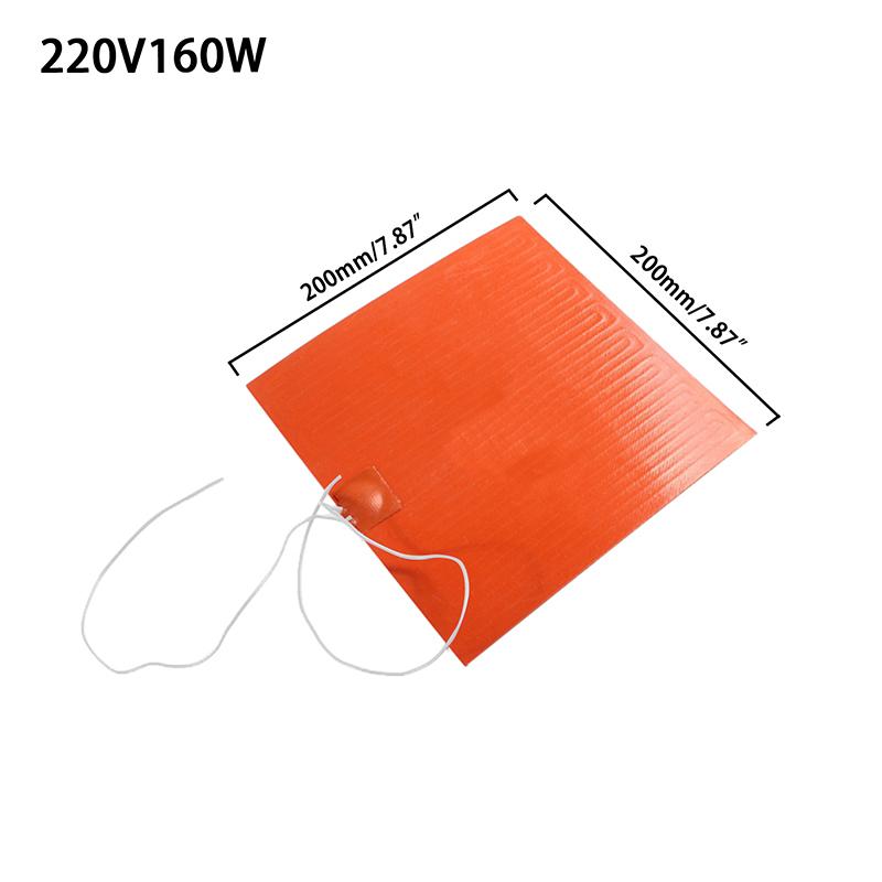5V 12V 24V 220V Universal Silicone Heating Pad Waterproof Flexible Rubber Heater Mat with Adhesive for 3D Printer Heated Bed Engine Oil Pan Tank