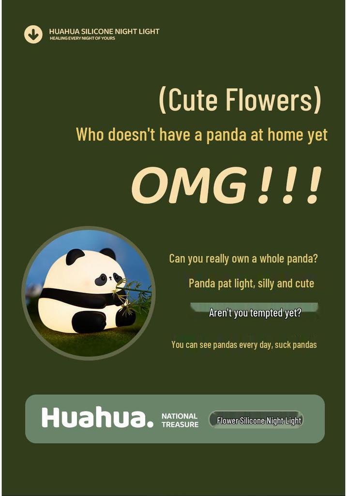 Panda Huahua Silicone Night Light - Eye-Friendly Atmosphere & Gift Light