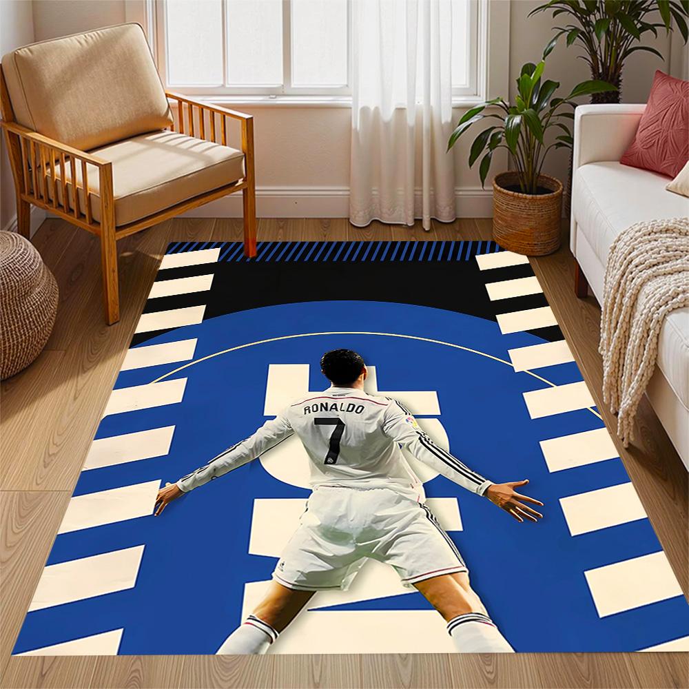 Ronaldo's Iconic Celebration Themed Anti-Slip Rugs - Polyester Home Decor, Suitable for Bedrooms, Living Rooms, Doorways, Studios, and Decorations