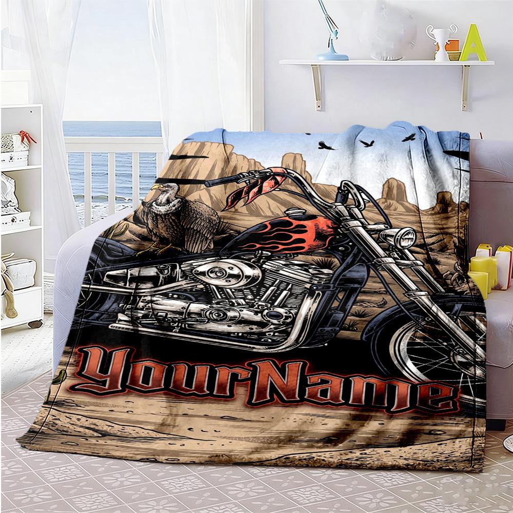 Harley-Davidson Motorräder Personalisierbare Textdecke Geschenk Personalisierbare Decke Ultra-Weich Geeignet für Strand-Nickerchen Stuhl Sofa Vier Jahreszeiten Mehrzweck