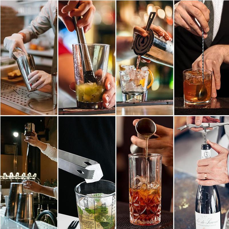 Sada koktejlových barů Mixology Bartender Kit: 10dílná sada tyčového nářadí se stylovým bambusovým stojanem