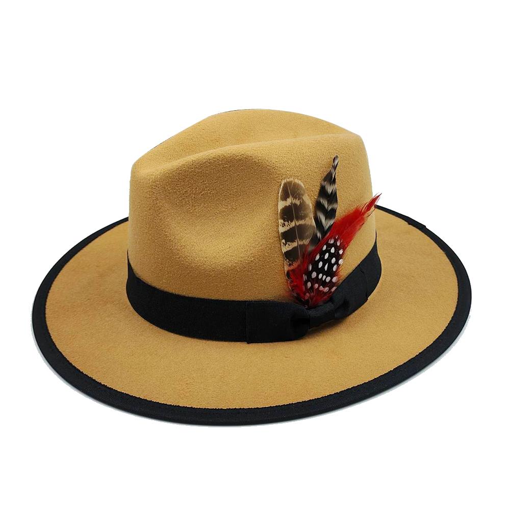 New Fedoras Hats Men'S Vintage Black Felt Wide Brim Jazz Hats Man For Men Women Fedora Gentleman Caps Jackson Hat