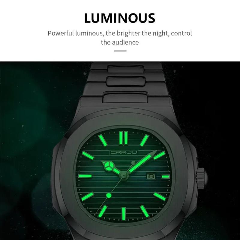 Luxury Man Wristwatch Business Stainless Steel Quartz Men Watch Waterproof Luminous Date Square Men's Watches Clock