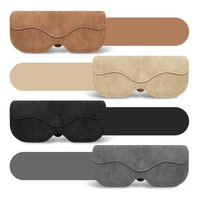 Suede Leather Car Eyeglass Case Automatic Closing Non-Slip Auto Sun Visor Glasses Holder Magnetic Multi-Functional Eyewear Clips